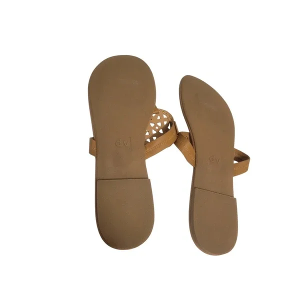 Dolce Vita Sandal Womens 11 Gotie Flip Flop Brown Tan Gold Tone Hardware DKBJ - Picture 7 of 9